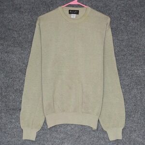 Patrick James‎ Mens Medium 100 Pima Cotton Knit Sweater Tan Casual Crewneck
